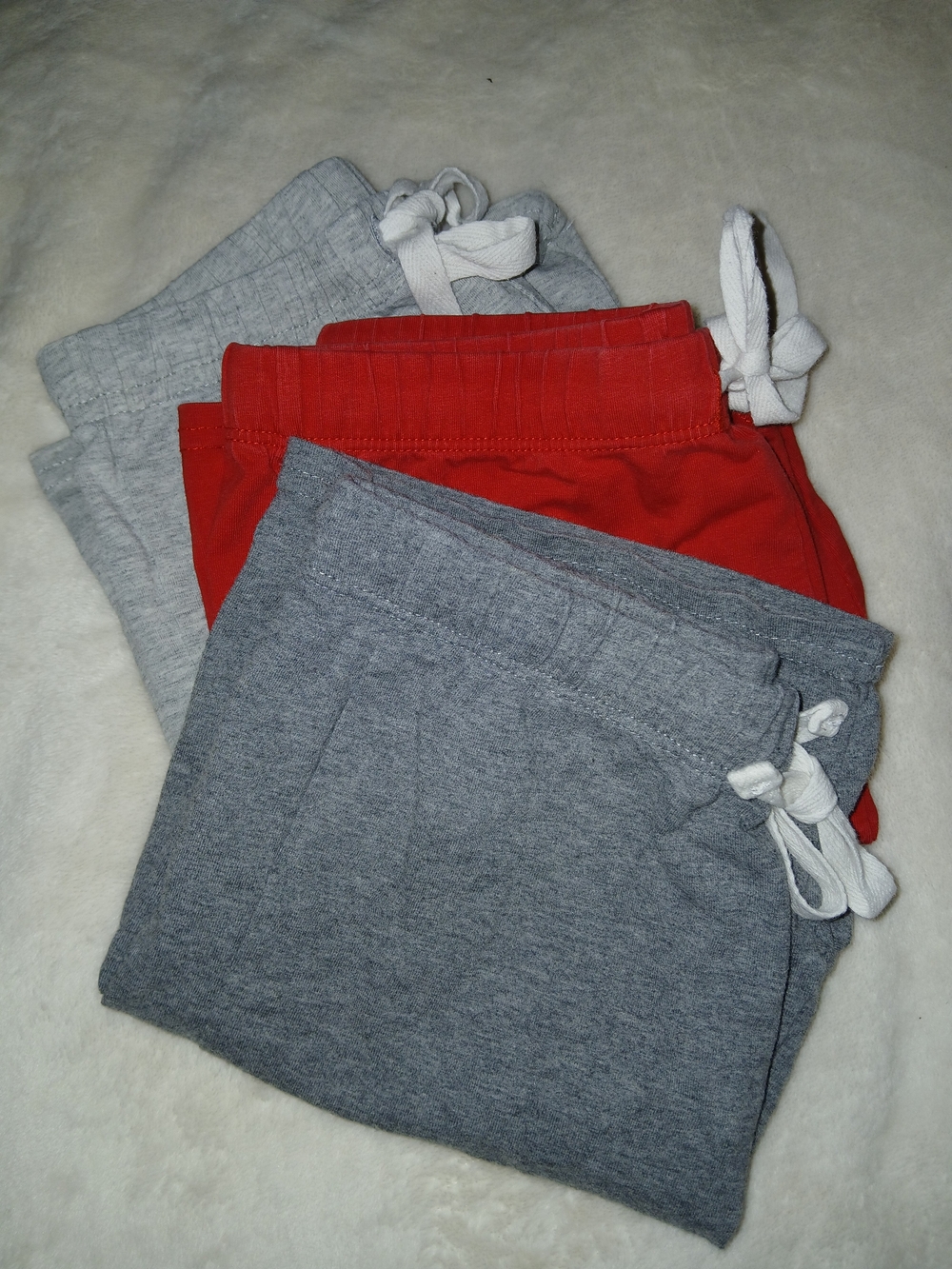 Kids Drawstring Shorts 3-Pack - Red and Gray - Picture 3 of 4
